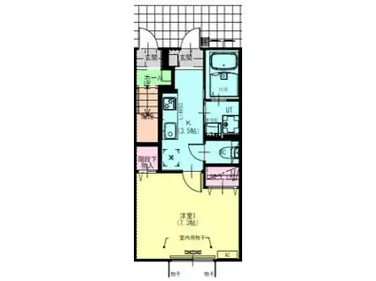 ディアコート盛岡B(1K/1階)の間取り写真