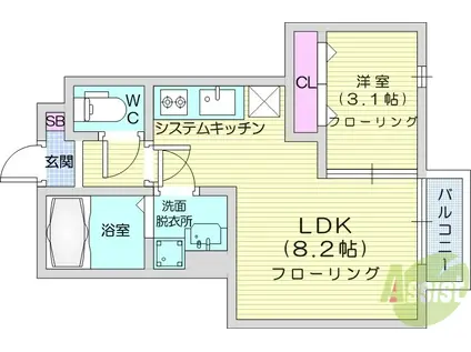 ファインヒルズ2(1LDK/1階)の間取り写真
