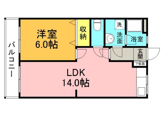 溝田ビルII(1LDK/2階)の間取り写真