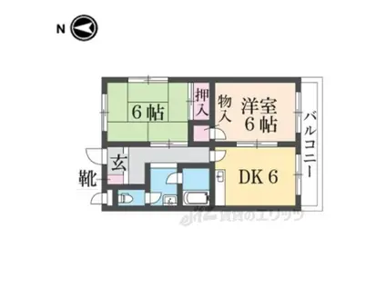 ドミール中山(2DK/2階)の間取り写真
