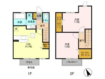 トワヴェール(2LDK/1階)の間取り写真