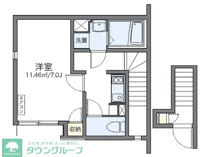 レオネクストトリクレイオ池上(1K/2階)の間取り写真