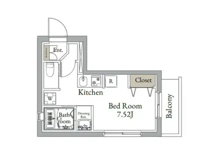 ヴィンテージシティ月島(ワンルーム/2階)の間取り写真