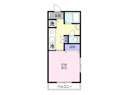 CASAMORI(1K/2階)の間取り写真