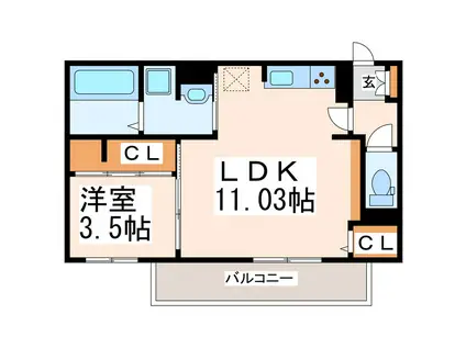 グランカーサはません A棟(1LDK/2階)の間取り写真