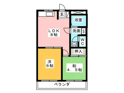 レジデンスカワセ(2LDK/2階)の間取り写真