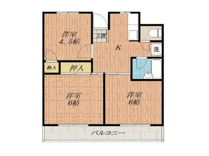 ピースフルハウス(3K/1階)の間取り写真