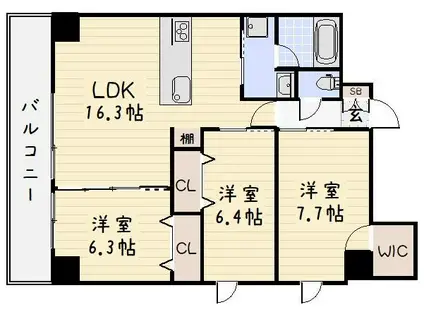 FAMILIE(3LDK/13階)の間取り写真