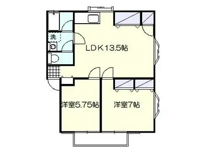 ハイツシャローム(2LDK/2階)の間取り写真