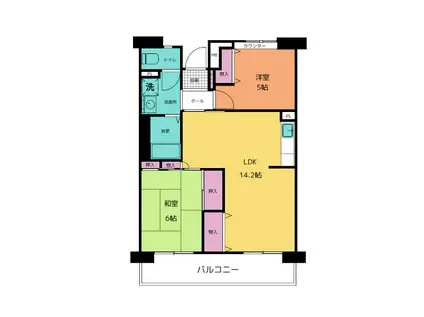 フレール浜山(2LDK/3階)の間取り写真