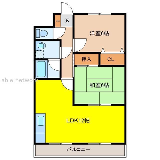オークランド紫竹(2LDK/1階)の間取り写真