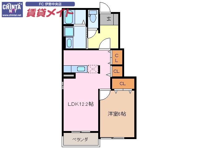 インプレスKMB棟(1LDK/1階)の間取り写真
