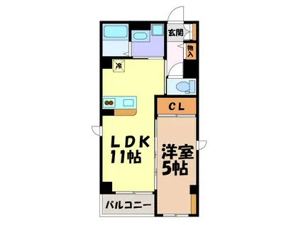 センチュリーハイツ金城(1LDK/3階)の間取り写真