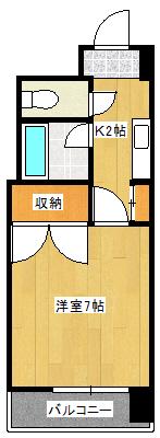 ジュネス山城(1K/2階)の間取り写真