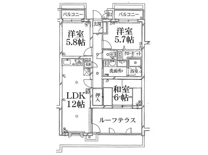 朝日プラザ鷺ヶ森ロイヤルクレスト(3LDK/3階)の間取り写真