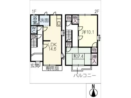 サニーハイツめじろ台つぐみ館(2LDK/2階)の間取り写真