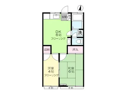 光荘1号館(2DK/2階)の間取り写真