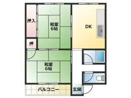 コーポ曙(2DK/4階)の間取り写真