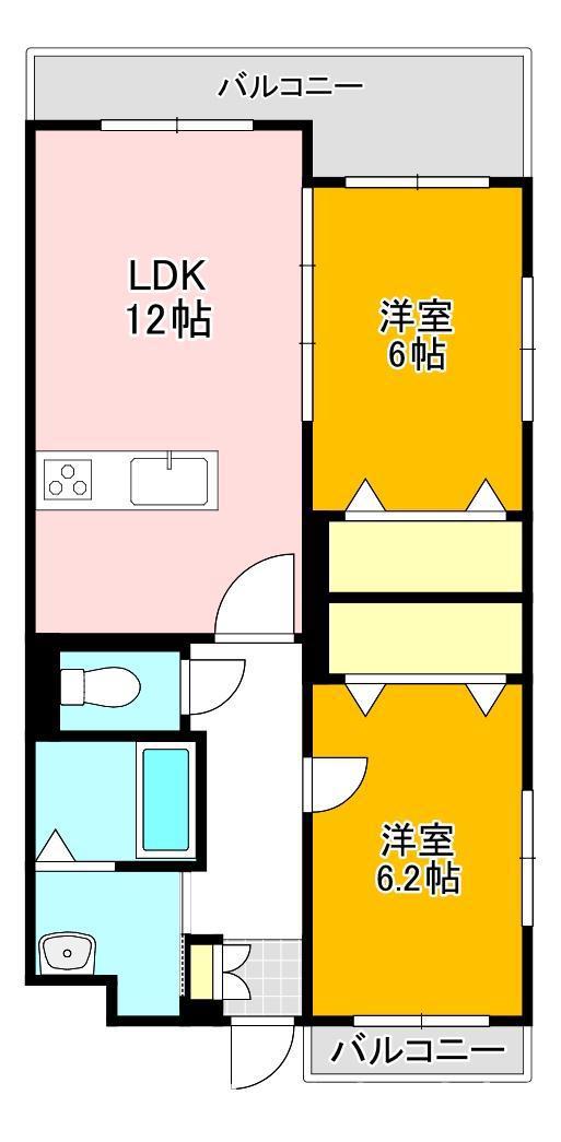 セレーナ直方II(2LDK/3階)の間取り写真