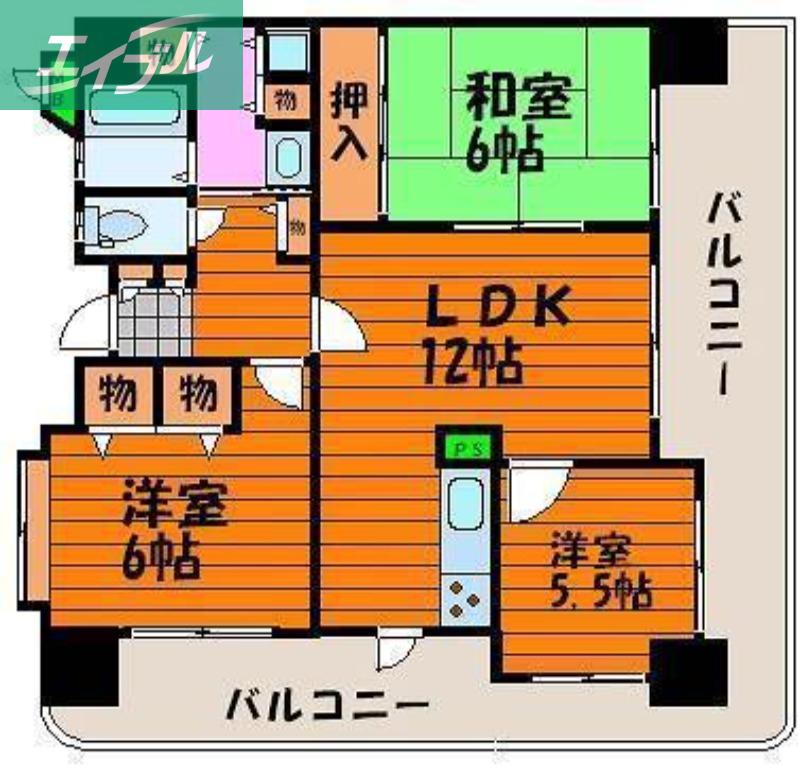 ふぁみーゆ中島田(3LDK/3階)の間取り写真