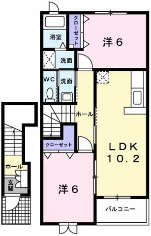 アルドーレ A(2LDK/2階)の間取り写真