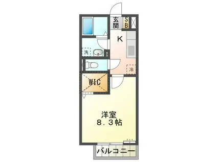 スプランドゥールB(1K/2階)の間取り写真