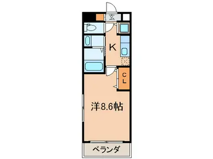 ベイプレイス小倉(1K/3階)の間取り写真