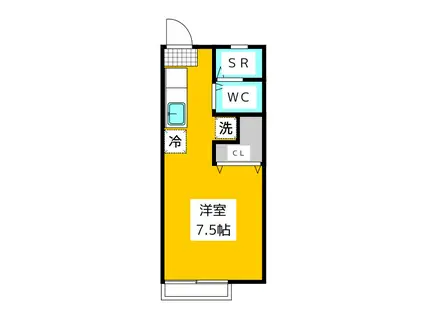 MOTOHASHIハイツ(ワンルーム/2階)の間取り写真