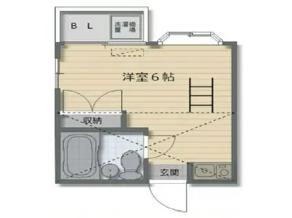 ペンション南浦和A棟(ワンルーム/2階)の間取り写真
