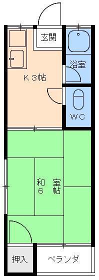 コーポ宮田(1K/1階)の間取り写真