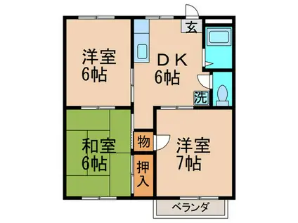 ハイツ力丸(3DK/2階)の間取り写真