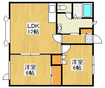 エバーホープB(2LDK/1階)の間取り写真