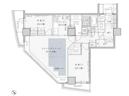 セントラルレジデンス新宿シティータワー(2LDK/17階)の間取り写真