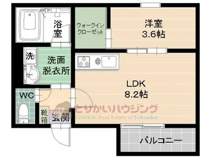 ヴィラガーデン地行(1LDK/1階)の間取り写真