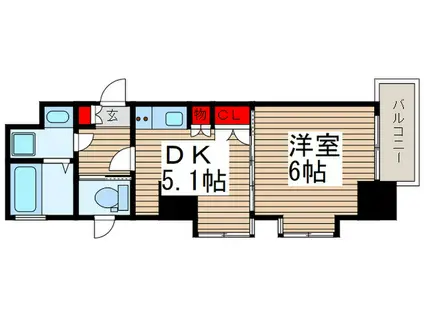 アーク松戸中央公園(1DK/6階)の間取り写真