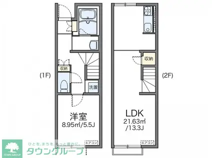 レオネクストトレジャーヒルII(1LDK/1階)の間取り写真