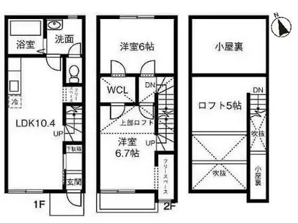 メゾネット野村(2LDK/1階)の間取り写真