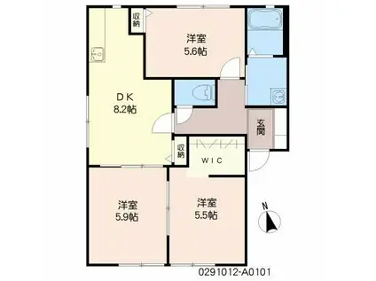 クエストヒル陣原 A棟(3DK/1階)の間取り写真