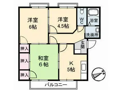 フレグランス佐々木C棟(3K/2階)の間取り写真