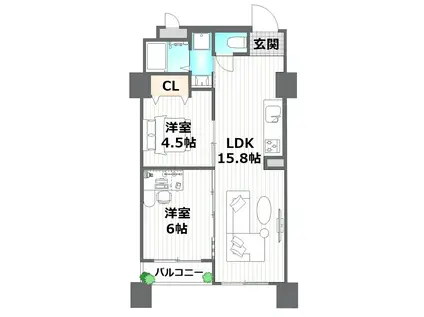 勝山タウンハウス(2LDK/2階)の間取り写真