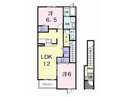メルヴェイユ-(2LDK/2階)の間取り写真