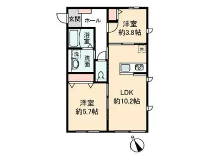 クレール新座(2LDK/1階)の間取り写真