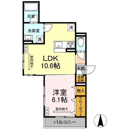 パラディーゾ湘南(1LDK/2階)の間取り写真