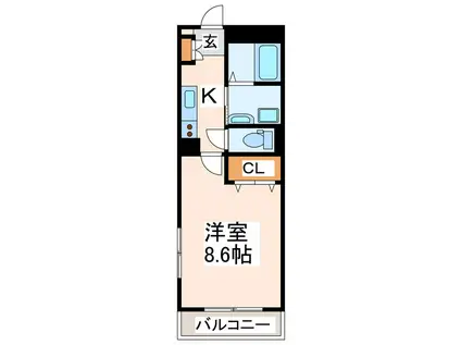 ポルコ・ローサ(1K/2階)の間取り写真