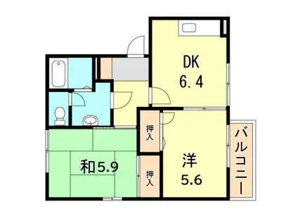 フレグランスエスパAB(2DK/1階)の間取り写真