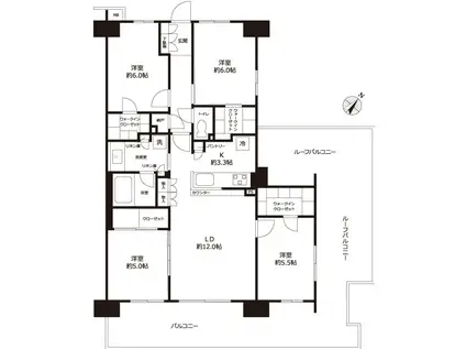 レーベン川越南台 THE ARENA(4LDK/11階)の間取り写真