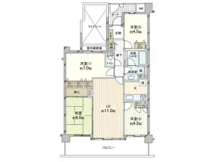ナイスパークステイツ鎌倉大船(4LDK/3階)の間取り写真