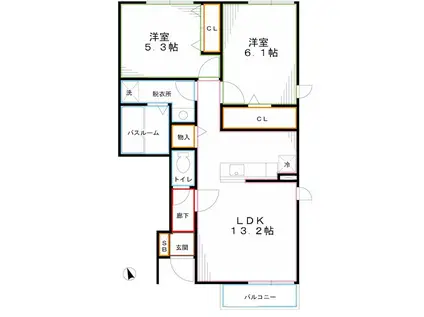 BLOOM ONE(2LDK/1階)の間取り写真