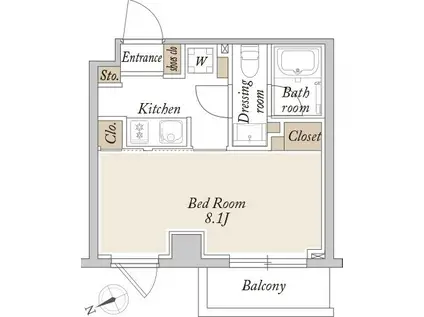 ORSUS新江古田(1K/1階)の間取り写真