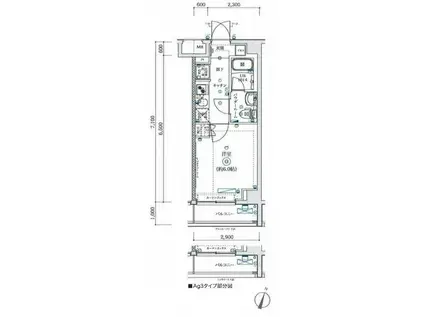 スクエアシティ鶴見リバーサイド(1K/3階)の間取り写真